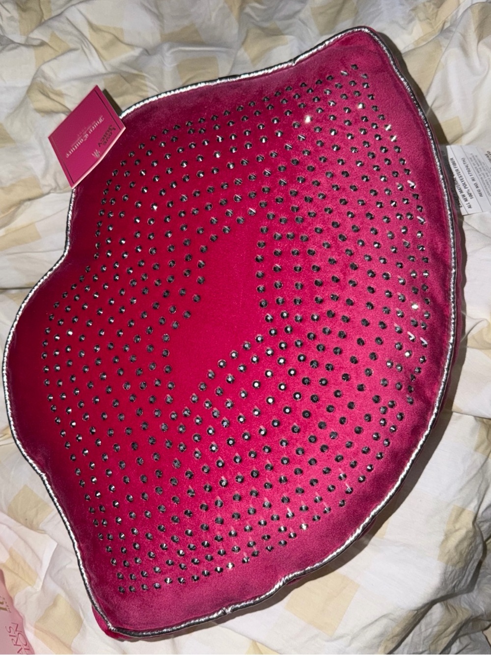 Juicy Couture Plush Faux Fur Lip W/bling Pillows NWT